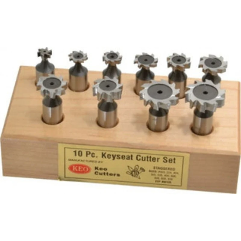 KEO 1/2 to 1 Cutting Diam, Staggered Tooth Configuration, Woodruff and Keyseat Cutter Set 204 to 808 ANSI, High Speed...